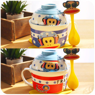 日式创意卡通泡面碗方便面泡面杯餐具套装可爱汤碗陶瓷碗大号带盖