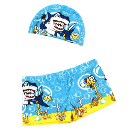 儿童泳衣 男童卡通平角游泳裤 小孩宝宝游泳衣男大童 送搭配泳帽