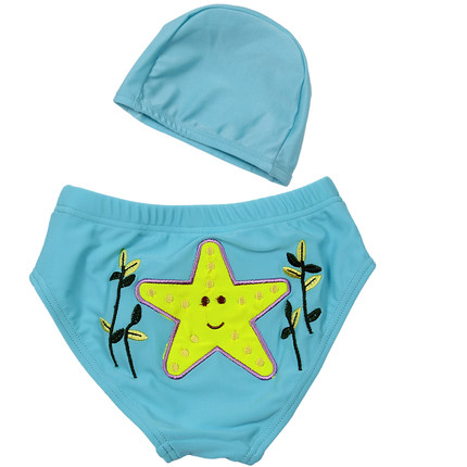 儿童泳衣 男童卡通平角游泳裤 小孩宝宝游泳衣男大童 送搭配泳帽