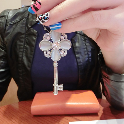 韩国时尚新款水晶毛衣链项链女韩国钥匙长款时尚韩版百搭复古配饰