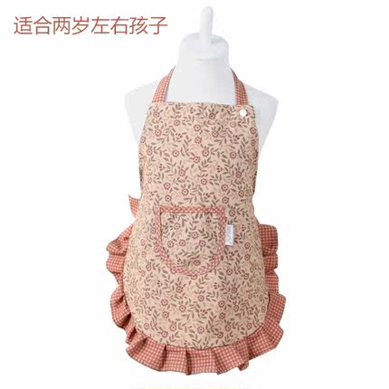 每时美家 韩版时尚荷叶花边儿童围裙 可爱宝宝画画衣防污玩耍围兜