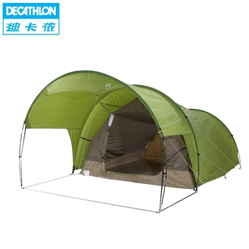 迪卡侬 户外露营家庭基地帐篷 4人带前厅双层快速搭建 QUECHUA