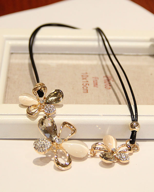 高档浪漫花朵猫眼石夸张韩国韩版配饰装饰饰品首饰短款锁骨项链女