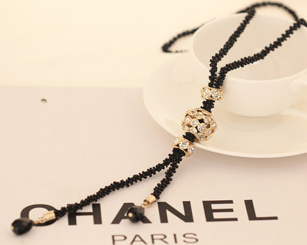 苏心正品 韩国流苏水晶毛衣链 韩国时尚手工串珠长款项链服装饰品