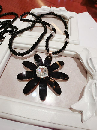 秋冬毛衣链长款韩国百搭项链女太阳花欧美复古时尚夸张配饰品挂件