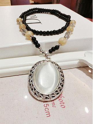 包邮韩国毛衣链水晶猫眼石时尚长款毛衣链韩版玉髓项链女装饰配饰