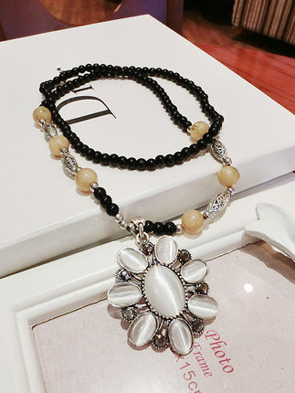 包邮韩国毛衣链水晶猫眼石时尚长款毛衣链韩版玉髓项链女装饰配饰