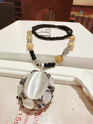 包邮韩国毛衣链水晶猫眼石时尚长款毛衣链韩版玉髓项链女装饰配饰