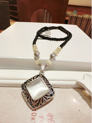 包邮韩国毛衣链水晶猫眼石时尚长款毛衣链韩版玉髓项链女装饰配饰