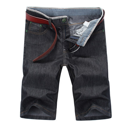 夏薄款五分裤男 直筒修身韩版潮破洞牛仔短裤 青少年大码5分中裤