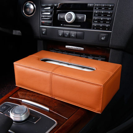 宝乘 真皮汽车高档纸巾盒套 车用车载商务餐巾纸盒座式家用抽纸盒