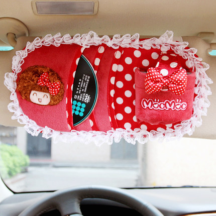 摩丝娃娃汽车遮阳板套CD夹卡通可爱车载车用多功能碟片光盘收纳袋