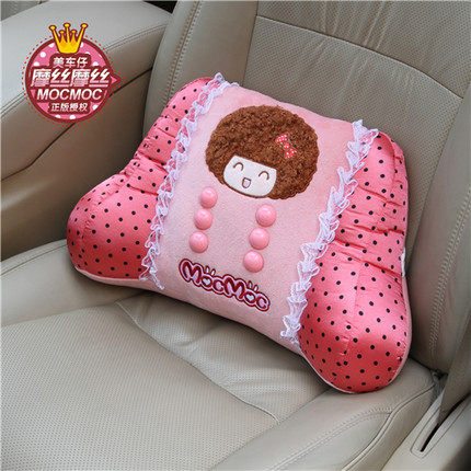 摩丝娃娃汽车用品腰靠垫 可爱卡通办公室护腰枕按摩靠背内饰用品