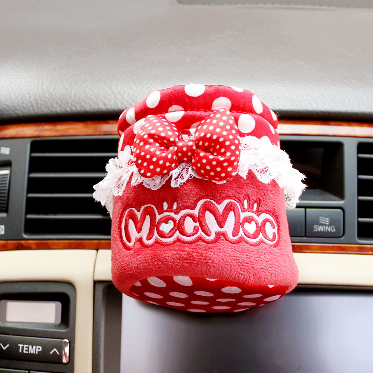 摩丝娃娃汽车用品出风口置物袋筒杂物桶卡通可爱车载手机挂袋杯架