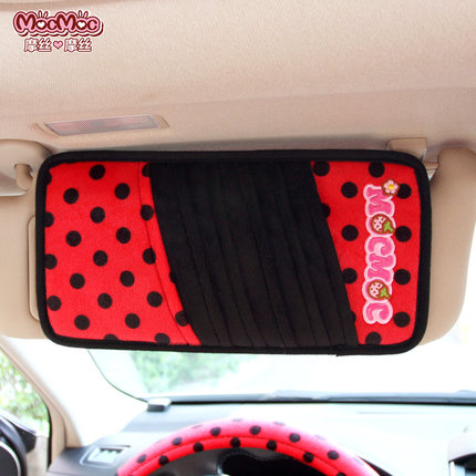 摩丝娃娃汽车遮阳板套CD夹卡通可爱车载车用多功能碟片光盘收纳袋