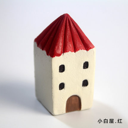 如果 田园微型景观多肉植物小白房摆件 创意盆栽造景装饰工艺摆件