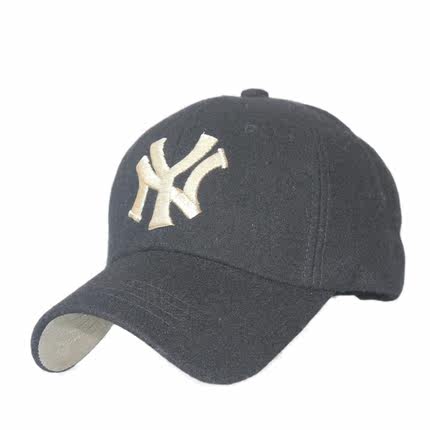 择信秋冬鸭舌帽保暖加厚ny棒球帽男女款韩版户外运动休闲帽毛呢帽