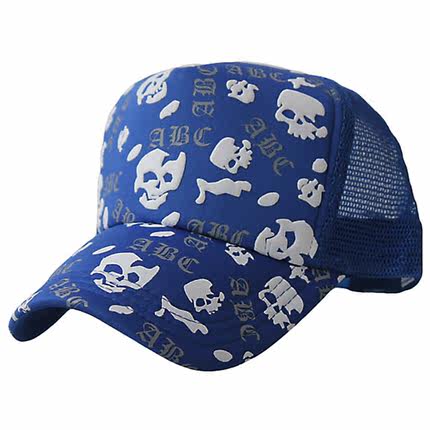 择信韩版时尚潮人网帽骷髅头涂鸦货车帽春季夏天男女通用夏凉帽子
