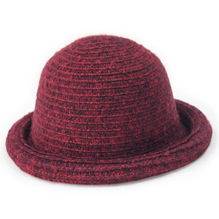 择信时尚韩版秋冬保暖卷边毛线礼帽英伦风爵士帽户外休闲小圆帽