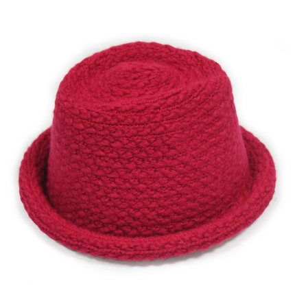 择信时尚韩版秋冬保暖卷边毛线礼帽英伦风爵士帽户外休闲小圆帽