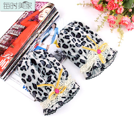 每时美家 超柔成人豹纹袖套　宝宝短款蕾丝套袖　护袖女冬臂套