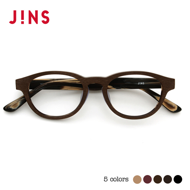 日本JINS近视眼镜木纹眼镜框可配防蓝光辐射PC镜片WT男MCF14S023