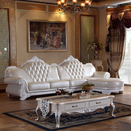 标题优化:榕玉 欧式真皮沙发组合 大小户型款客厅法式沙发进口真皮沙发L999
