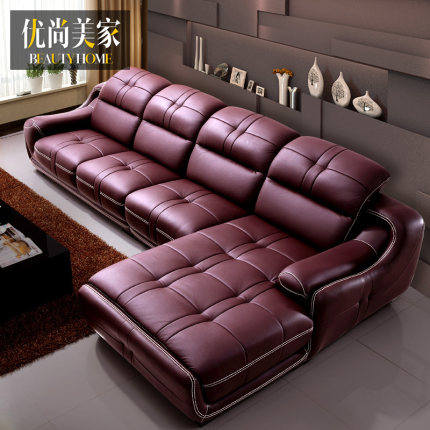 优尚 进口欧式真皮沙发 头层牛皮客厅组合家具小户型皮艺沙发123