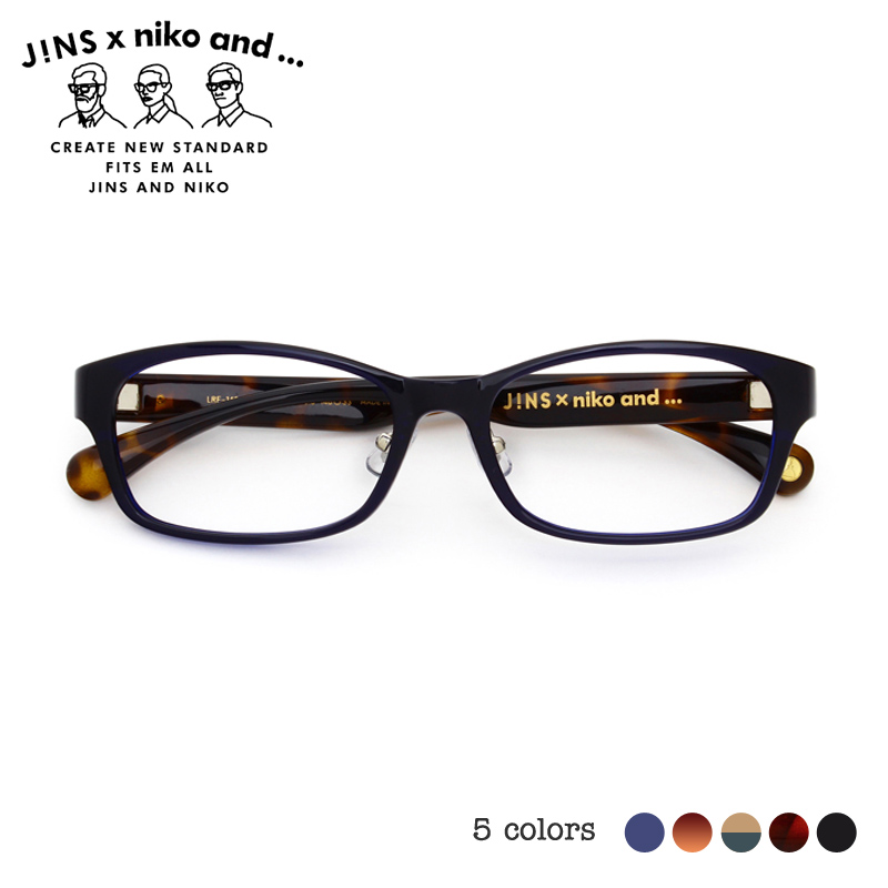 日本JINS&times;niko and...男女近视眼镜复古框可加PC镜片LRF-14S-202