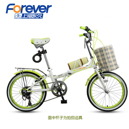 标题优化:永久自行车折叠车7变速20寸淑女儿童快装型城市通勤折叠自行车