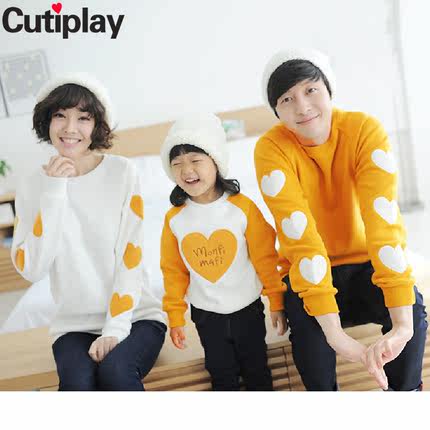标题优化:cutiplay 亲子装秋装全家装2014款韩版t恤母子母女装家庭三口B28