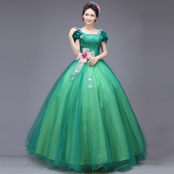 时尚2015新款独唱演出服蓬蓬裙彩纱齐地双肩蓬蓬裙女婚纱长款礼服