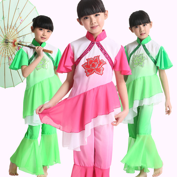 儿童舞蹈服装 欢露 女童汉族秧歌舞表演服装 幼儿民族服汉族演出服装