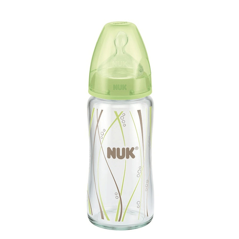【NUK旗舰店】德国NUK玻璃奶瓶/新生儿宽口玻璃240ML 硅胶奶嘴1号