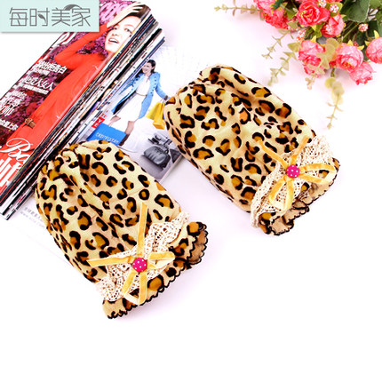 每时美家 超柔成人豹纹袖套　宝宝短款蕾丝套袖　护袖女冬臂套