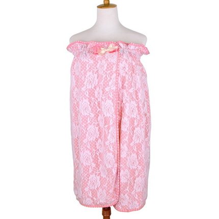 每时美家 时尚全棉薄款性感蕾丝抹胸浴裙 可爱蝴蝶结浴衣浴裙女