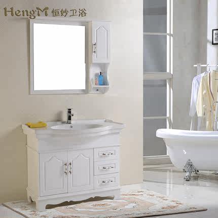 Hang wonderful oak wood bathroom cabinet combination of European PVC floor bathroom basin sink washbasin cabinet 0018